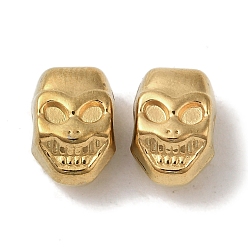 Golden Ion Plating(IP) 304 Stainless Steel Beads, Skull, Golden, 10x7x6.5mm, Hole: 2.3mm
