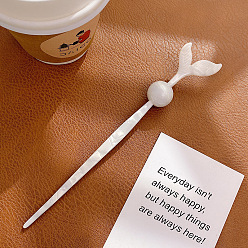 Белый Палочки для волос в форме рыбьего хвоста из ацетата целлюлозы, винтажные аксессуары для волос для женщин и девочек, белые, 190x33x4 мм