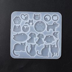 Other Animal DIY Earrings Pendant Silhouette Silicone Molds, Resin Casting Molds, for UV Resin, Epoxy Resin Craft Making, WhiteSmoke, 103x112x5.5mm, Hole: 1.8mm, Inner Diameter: 15~38x11~32mm