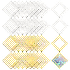 (52) Непрозрачная лаванда 40 шт. 2 цвета латунные подвески, квадратный, разноцветные, 28.5x28.5x1 мм, отверстие : 1.2 мм, 20 шт / цвет