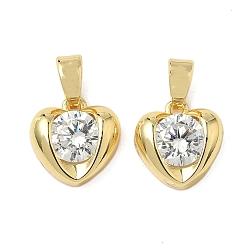 Золотой Латунные микро проложить кубического циркония подвески, сердце прелести, ионное покрытие (ip), долговечный, без свинца и без кадмия, золотые, 10.5x10.5x4 мм, отверстие : 5x2.5 мм
