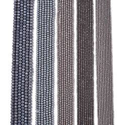 Темно-Серый Непрозрачный сплошной цвет имитация нефрита стеклянные бусины пряди, граненые, рондель, темно-серый, 8x6 мм, отверстие : 1 мм, около 60~62 шт / нитка, 39~40 см