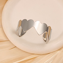 Нержавеющая Сталь Цвет Романтические 304 браслеты-манжеты из нержавеющей стали для женщин, сердце, цвет нержавеющей стали, 7/8 дюйм (2.35 см), внутренний диаметр: 2-1/2 дюйм (6.2 см)