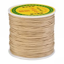 BurlyWood Braided Nylon Thread, Chinese Knotting Cord Beading Cord for Beading Jewelry Making, BurlyWood, 0.8mm, about 100yards/roll