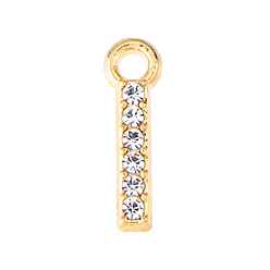 Letter I Золотой тон сплава горный хрусталь подвески, Буква "i", 13 мм