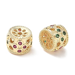 Золотой Латунные микро проложить кубического циркония бусы, долговечный, золотые, 9x7 мм, отверстие : 1.6 мм