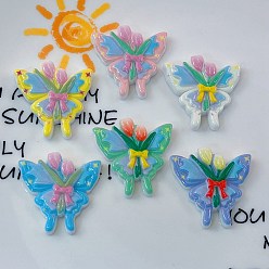 (52) Непрозрачная лаванда Кабошоны из непрозрачной смоляной эмали, бабочка с тюльпаном, разноцветные, 30x31.5x7 мм