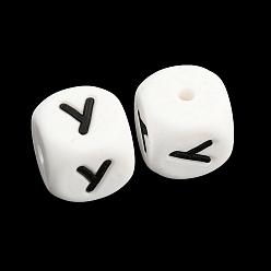 Letter Y 20Pcs White Cube Letter Silicone Beads 12x12x12mm Square Dice Alphabet Beads with 2mm Hole Spacer Loose Letter Beads for Bracelet Necklace Jewelry Making, Letter.Y, 12mm, Hole: 2mm