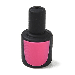 Bottle Silicone Focal Beads, Hot Pink, Nail Polish, 30.5x16mm, Hole: 3mm