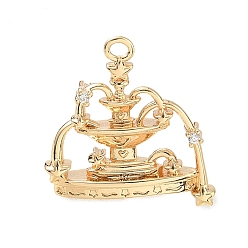 Chapado en Oro Real 18K Latón micro pavimenta claro colgantes de circonio cúbico, amuletos para pozos de los deseos, real 18 k chapado en oro, 20x20x5.5 mm, agujero: 1.8 mm