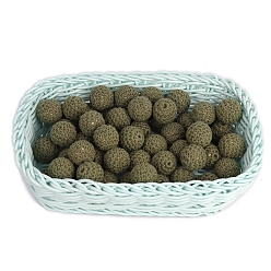 Темно-оливково-зеленый Бусины из ткани ручной работы, дерева, покрытого шерстью, круглые, темно-оливковый зеленый, 20 мм