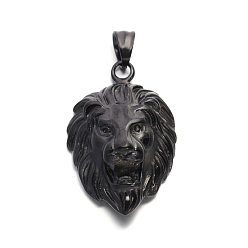Черный Цвет Металла Лев ретро 304 подвески из нержавеющей стали, металлический черный , 44x29x18 мм, отверстие : 5.5x8 мм