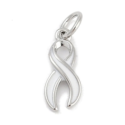 Белый Латунь эмаль прелести, с целью перехода в кольце, осознание лента прелести, долговечный, без свинца и без кадмия, стойки покрытие, платина, белые, 13.5x5.5x2 мм