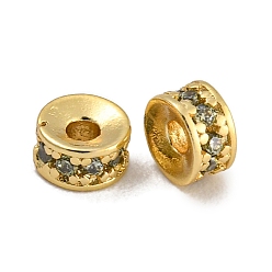 Темно-Золотистый Стойки обшивки латунь микро проложить кубического циркония бусы, без свинца и без кадмия, долговечный, реальный 18 k позолоченный, круглые, темные золотарник, 4x2 мм, отверстие : 1.4 мм