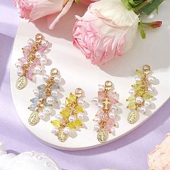 (52) Непрозрачная лаванда Овальная с подвесными украшениями из латуни в виде Девы Марии, Бусины из акрила и ракушек, жемчуга и застежки-клешни для брелока, кошелек, украшение для рюкзака, разноцветные, 52 мм