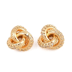Real 18K Gold Plated Brass Pave Clear Cubic Zirconia Charms, Triquetra Knot Charms, Real 18K Gold Plated, 9x9x5mm, Hole: 1.1mm