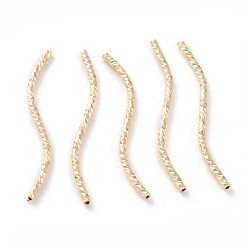 Настоящее золото 24K Бисера латунной трубки, долговечный, изогнутые бусины, реальный 24 k позолоченный, 34x1.5 мм, отверстие : 0.8 мм