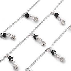 Платина Бусины из латуни и стеклянные цепочки ручной работы со стразами, для ожерелья браслеты решений, долговечный, пайки, с катушкой, платина, 2x1.6x0.4 мм, около 16.40 футов (5 м) / рулон