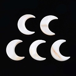 Морская Ракушка Естественных пресноводных кабошоны оболочки, луна, цвет морской раковины, 12x11.5x2 мм
