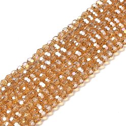 Сэнди Коричневый Прозрачные стеклянные бусины, 32 граней, с покрытием AB цвета, круглые, песчаный коричневый, 4.5x4 мм, отверстие : 1 мм, около 87~93 шт / нитка, 32~33 см