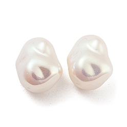 White ABS Plastic Imitation Pearl Bead, Half Drilled, Oval, White, 18.5x15.5x11mm, Hole: 0.8mm