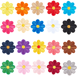 Mixed Color Computerized Embroidery Cloth Iron on/Sew on Patches, Costume Accessories, Appliques, Sunflower, Mixed Color, 40x1.5mm, 20colours, 2pcs/colour, 40pcs/bag