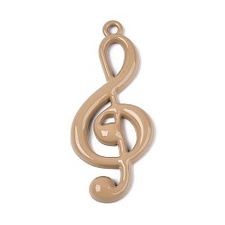 Светло-коричневый Спрей окрашены сплава большие кулоны, музыкальная нота, без кадмия, без никеля и без свинца, загар, 65.5x28x5 мм, отверстие : 3 мм