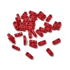 Красный 2 Отверстие для выпечки краски стеклянные бусины, прямоугольные, красные, 5x2x1.5 мм, отверстие : 0.7 мм
