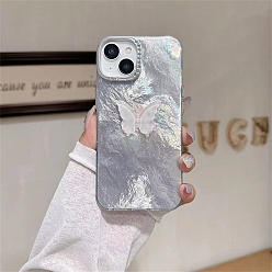 Серебро Силиконовый чехол для мобильного телефона с рисунком бабочки, подходит для iphone 15 promax, серебряные, 16.1x7.7x0.85 см