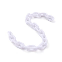Белый Непрозрачные акриловые кабельные цепи ручной работы, белые, 15x9x3 мм, 39.37 дюйм (1 м) / прядь