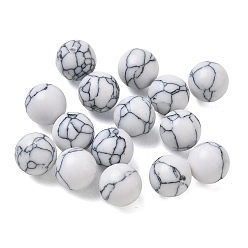 White Dyed Synthetic Turquoise Sphere Beads, Round, No Hole/Undrilled, White, 8mm