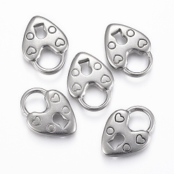 Stainless Steel Color Tarnish Resistant 304 Stainless Steel Pendants, Padlock, Stainless Steel Color, 19x14x3mm, Hole: 7x7mm