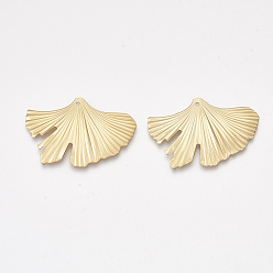 Matte Gold Color Smooth Surface Iron Pendants, Cadmium Free & Lead Free, Leaf, Matte Gold Color, 30x46x1.5mm, Hole: 1.5mm