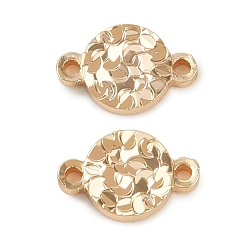 Настоящее золото 18K Латунные текстурированные соединительные подвески, плоские круглые ссылки, без кадмия, без никеля и без свинца, реальный 18 k позолоченный, 6x9.5x1.5 мм, отверстие : 0.8 мм