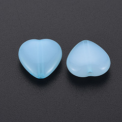 Light Sky Blue Transparent Acrylic Beads, Dyed, Heart, Light Sky Blue, 13.5x14x6mm, Hole: 1.5mm, about 775pcs/500g