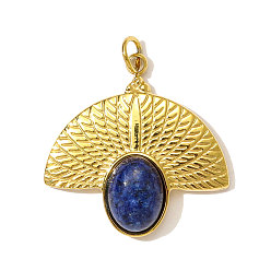 Ляпис-Лазурь 304 подвески из нержавеющей стали с натуральным лазуритом, фанатские прелести, реальный 18 k позолоченный, ионное покрытие (ip), 22x20 мм