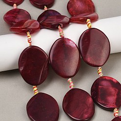 (123L) Белый крем непрозрачный блеск Природные пожары треск агат бисер нитей, окрашенная и подогревом, Плоско-овальные, огнеупорный кирпич, 40.3~41x29~35x6.5~8.5 мм, отверстие : 1.8~2 мм, около 8 шт / нитка, 15.87~16.14'' (40.3~41 см)