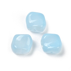 Светло-Синий Прозрачные стеклянные бусины, самородки, спекающийся лак, голубой, 10.5x12x8 мм, отверстие : 1 мм