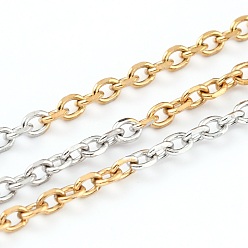 Золотой & Цвет Нержавеющей Стали Двухцветные 304 канатные цепи из нержавеющей стали, пайки, с катушкой, золотые и нержавеющая сталь цвет, 3x2x1 мм, 32.8 футов (10 м) / рулон