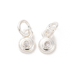 Серебро Латунные микро проложить кубического циркония прелести, долговечный, плоско-круглые, серебряные, 6x4x1 мм, отверстие : 2.3 мм