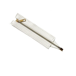 Белый Металлические аксессуары на молнии, с каркасом из искусственной кожи, для вязания сумочки крючком, белые, 24x5.3 см