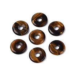 Тигровый глаз Природных тигровый глаз подвески, Дисковые подвески, 17.5~18x3~4 мм, отверстие : 4.5~5 мм