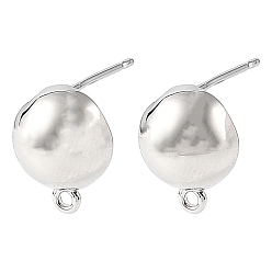 Platin Farbe Shegrace Messing-Ohrstecker-Verschlüsse, Halbrund, mit Schleife, cadmiumfrei und bleifrei und nickelfrei, langlebig überzogen, Platin Farbe, 12x10 mm, Bohrung: 1.2 mm, Stift: 11x0.7 mm