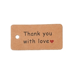 Верблюжий 100шт крафт-бумага слово «спасибо» с подарочными бирками с принтом «любовь», прямоугольные, верблюжие, 4x2x0.03 см