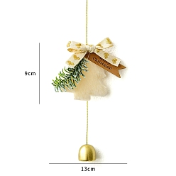 Белый Рождественская бархатная елка с железными подвесками-колокольчиками, для подвесных украшений на елку, белые, 130x90 мм