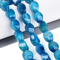 Темно-Голубой Нити окрашенных и нагретых бусин из натурального агата, твист, глубокое синее небо, 13.5~15x11~13x11~13 мм, отверстие : 1~1.2 мм, около 28 шт / нитка, 15.35~15.55 дюйм (39~39.5 см)