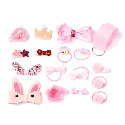 Pink 18 ensemble d'accessoires de cheveux pour bébés filles, pinces à cheveux pour bébé, porte-queue de cheval, arc bandes de cheveux élastiques, etc., rose, 170x125x49mm