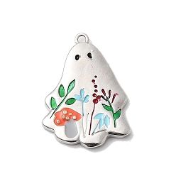 Платина Латунь эмаль подвески, призрак, стойки покрытие, долговечный, без кадмия и без свинца, платина, 25x18.5x2 мм, отверстие : 1.4 мм