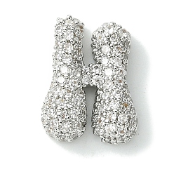 Letter H Подвески из латуни с покрытием из прозрачного кубического циркония, без кадмия и без свинца, долговечный, алфавит, платина, реальный 18 k позолоченный, Письмо ч, 16x13x5 мм, отверстие : 3x1.8 мм