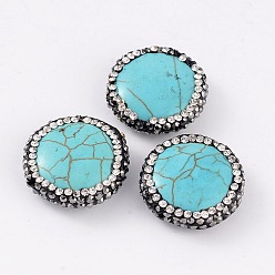 Говлит Плоские круглые окрашенные и нагретые бусины из натурального говлита, с полимерной глины средней восточной горный хрусталь, 20~21x6
~7 мм, отверстие : 1 мм